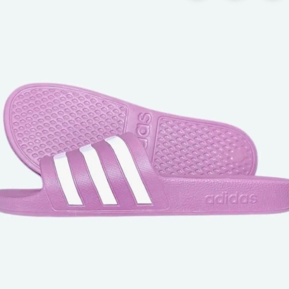 adidas Pink Slide Sandals with White Stripes
